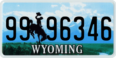 WY license plate 9996346