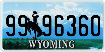 WY license plate 9996360