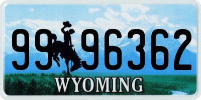 WY license plate 9996362