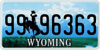 WY license plate 9996363