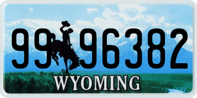 WY license plate 9996382