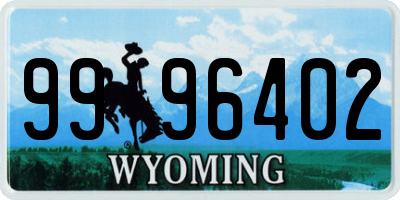 WY license plate 9996402