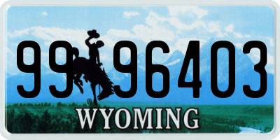 WY license plate 9996403