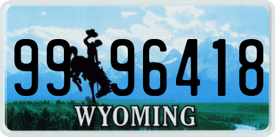 WY license plate 9996418