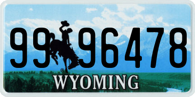 WY license plate 9996478