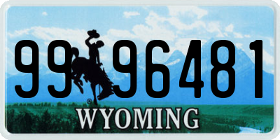 WY license plate 9996481