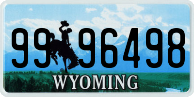 WY license plate 9996498