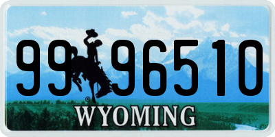 WY license plate 9996510