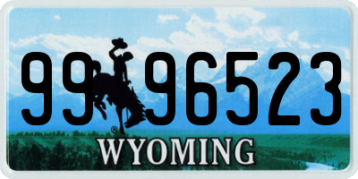 WY license plate 9996523