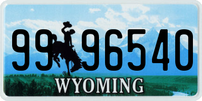 WY license plate 9996540