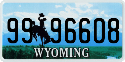 WY license plate 9996608