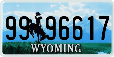 WY license plate 9996617