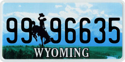 WY license plate 9996635