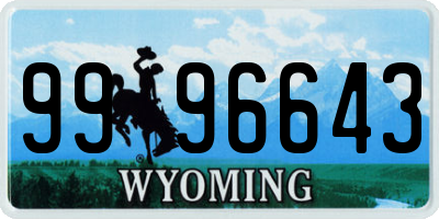 WY license plate 9996643