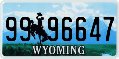 WY license plate 9996647