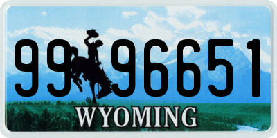 WY license plate 9996651