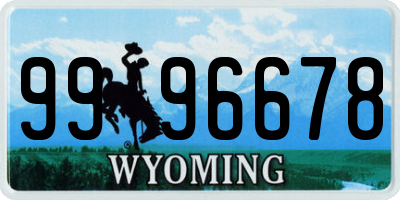 WY license plate 9996678