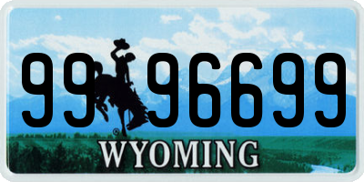 WY license plate 9996699