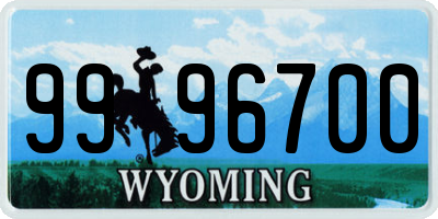 WY license plate 9996700