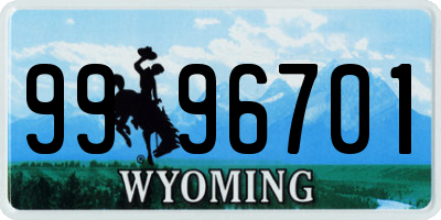 WY license plate 9996701