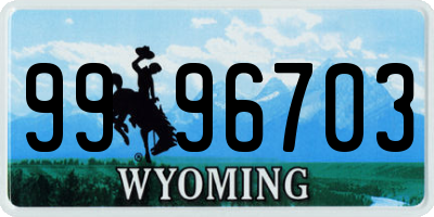 WY license plate 9996703