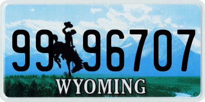 WY license plate 9996707