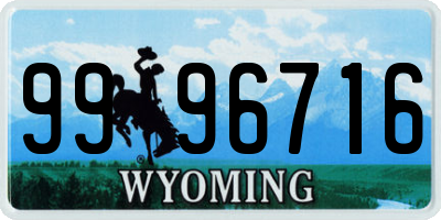 WY license plate 9996716