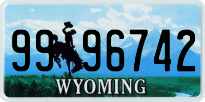 WY license plate 9996742