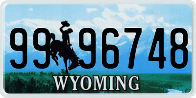 WY license plate 9996748