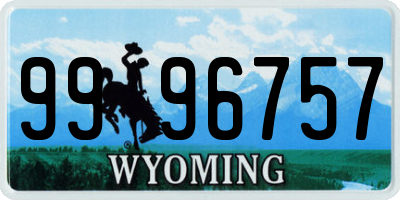 WY license plate 9996757