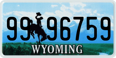 WY license plate 9996759