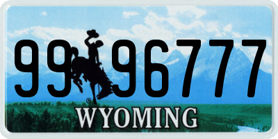 WY license plate 9996777