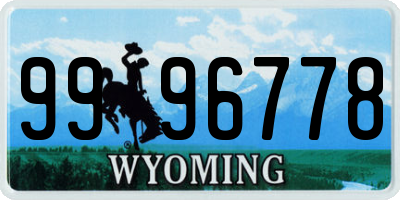 WY license plate 9996778