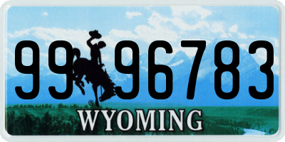 WY license plate 9996783