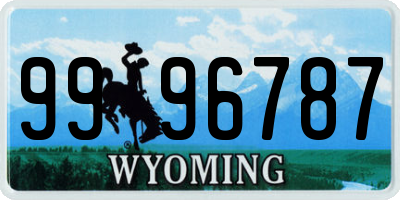 WY license plate 9996787