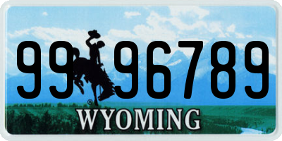 WY license plate 9996789