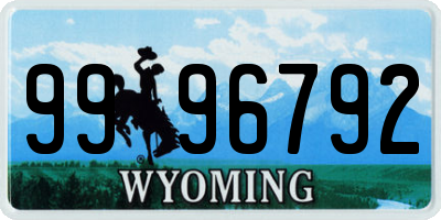 WY license plate 9996792