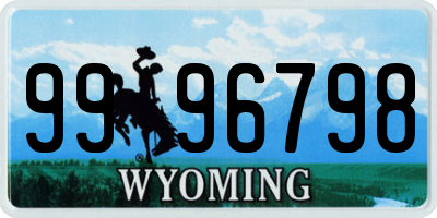 WY license plate 9996798