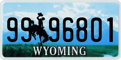 WY license plate 9996801