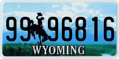 WY license plate 9996816