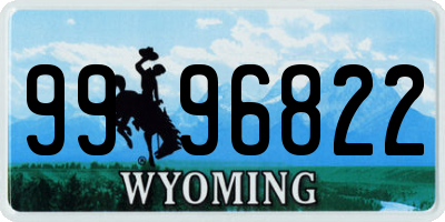 WY license plate 9996822