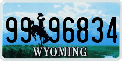 WY license plate 9996834