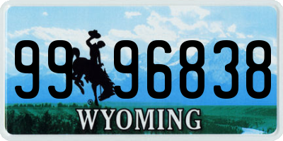 WY license plate 9996838