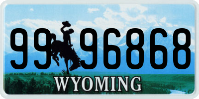 WY license plate 9996868