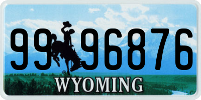 WY license plate 9996876