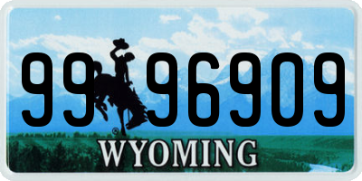 WY license plate 9996909