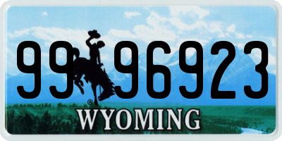 WY license plate 9996923