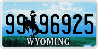 WY license plate 9996925