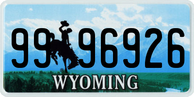 WY license plate 9996926