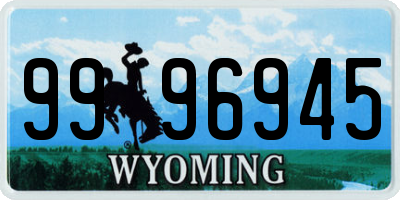 WY license plate 9996945